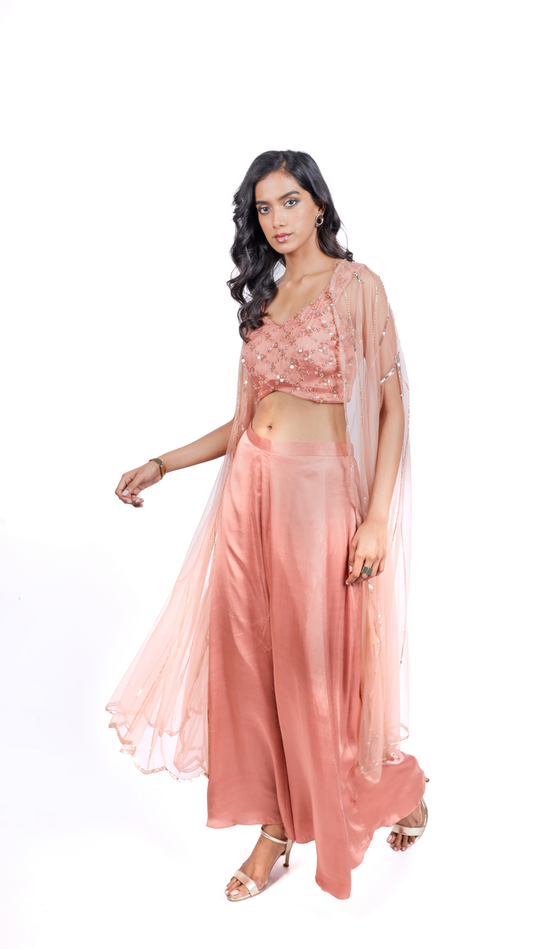 Celestine by Cascades: Embroidered Cape set with pants